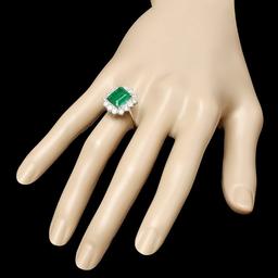 14k White Gold 3.13ct Emerald 1.35ct Diamond Ring