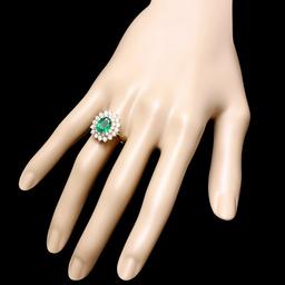 14k Gold 1.70ct Emerald 1.25ct Diamond Ring