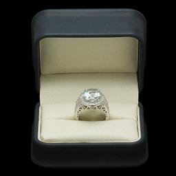 14k Gold 6.60ct Aquamarine 1.71ct Diamond Ring