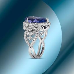 14K Gold 6.74cts Tanzanite & 1.67cts Diamond Ring