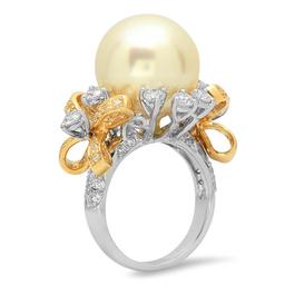 14K Gold 15mm South Sea Pearl 2.26cts Diamond Ring