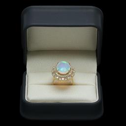 14K Gold 6.30ct Opal & 1.82ct Diamond Ring