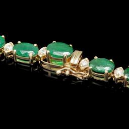 14k Gold 24.25ct Emerald 2.00ct Diamond Necklace