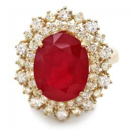 14k Yellow Gold 7.70ct Ruby 1.50ct Diamond Ring