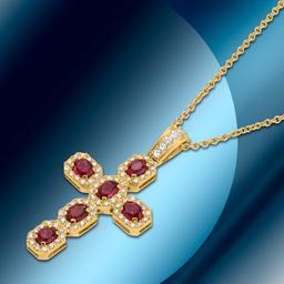 14K Gold 2.22cts Ruby & 0.54cts Diamond Pendant