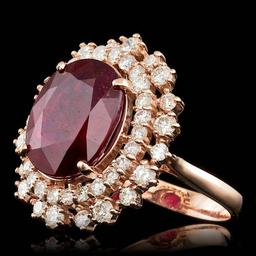 14k Rose Gold 8.50ct Ruby 1.50ct Diamond Ring