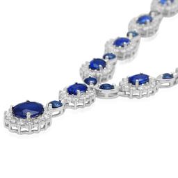 18K Gold 12.30ct Sapphire 5.25ct Diamond Necklace