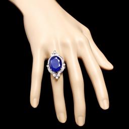 14k Gold 19.15ct Sapphire 1.30ct Diamond Ring