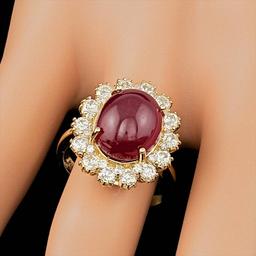 14k Yellow Gold 9.50ct Ruby 1.40ct Diamond Ring