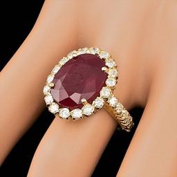 14k Yellow Gold 9.00ct Ruby 1.50ct Diamond Ring