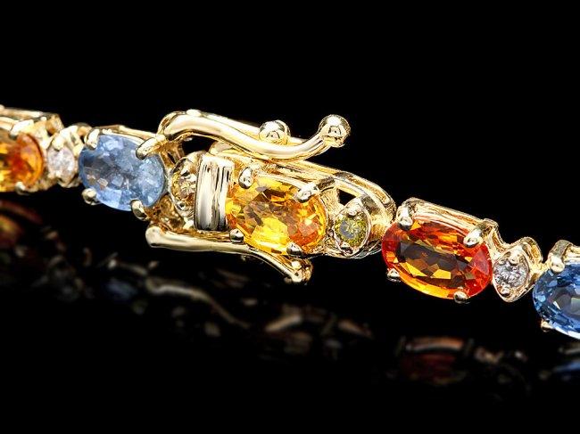 14k Gold 18ct Sapphire .65ct Diamond Bracelet