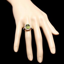 14k Gold 3.50ct Peridot 1.30ct Diamond Ring