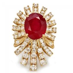 14k Yellow Gold 8.50ct Ruby 2.75ct Diamond Ring