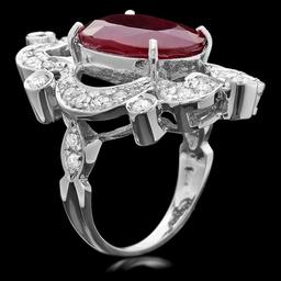 14k White Gold 11.00ct Ruby 1.35ct Diamond Ring