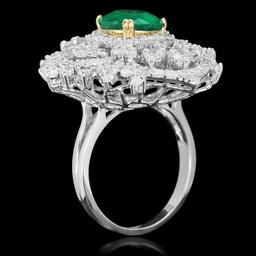 18K Gold 3.11 Emerald 3.22 Diamond Ring