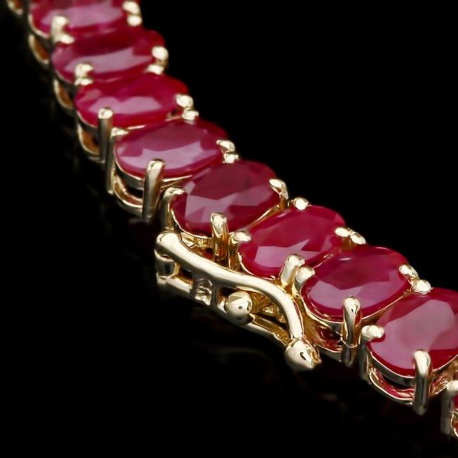14k Yellow Gold 58.5ct Ruby 1ct Diamond Necklace