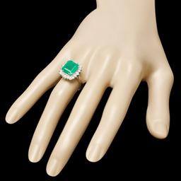 14k White Gold 4ct Emerald 0.80ct Diamond Ring
