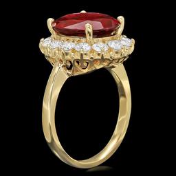 14k Gold 5ct Tourmaline 1.35ct Diamond Ring