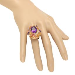 14K Gold 8.82ct Amethyst 7.39ct Sapphire 0.51cts Diamond Ring