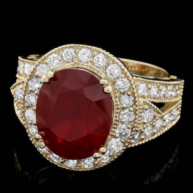 14k Yellow Gold 8.00ct Ruby 1.40ct Diamond Ring