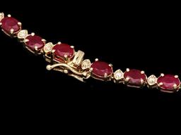 14k Gold 24.00ct Ruby 1.00ct Diamond Necklace