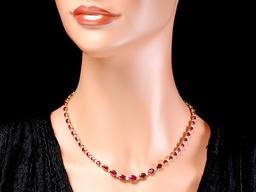 14k Gold 24.00ct Ruby 1.00ct Diamond Necklace