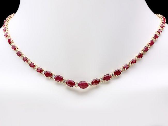 14k Gold 24.00ct Ruby 1.00ct Diamond Necklace