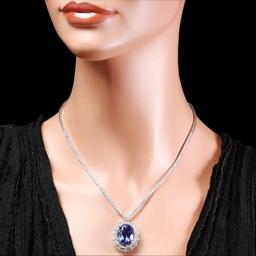 18k Gold 21ct Tanzanite 6ct Diamond Necklace