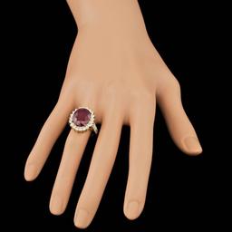 14k Yellow Gold 10.00ct Ruby 1.30ct Diamond Ring