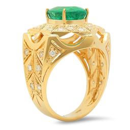 14K Gold 4.89ct Emerald 1.08cts Diamond Ring