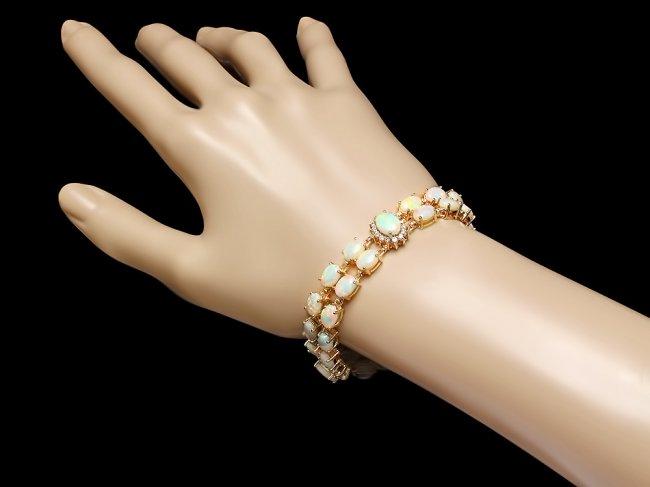 14k Gold 16.5ct Opal 1.10ct Diamond Bracelet