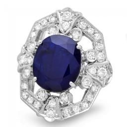 14k Gold 9.00ct Sapphire 1.30ct Diamond Ring