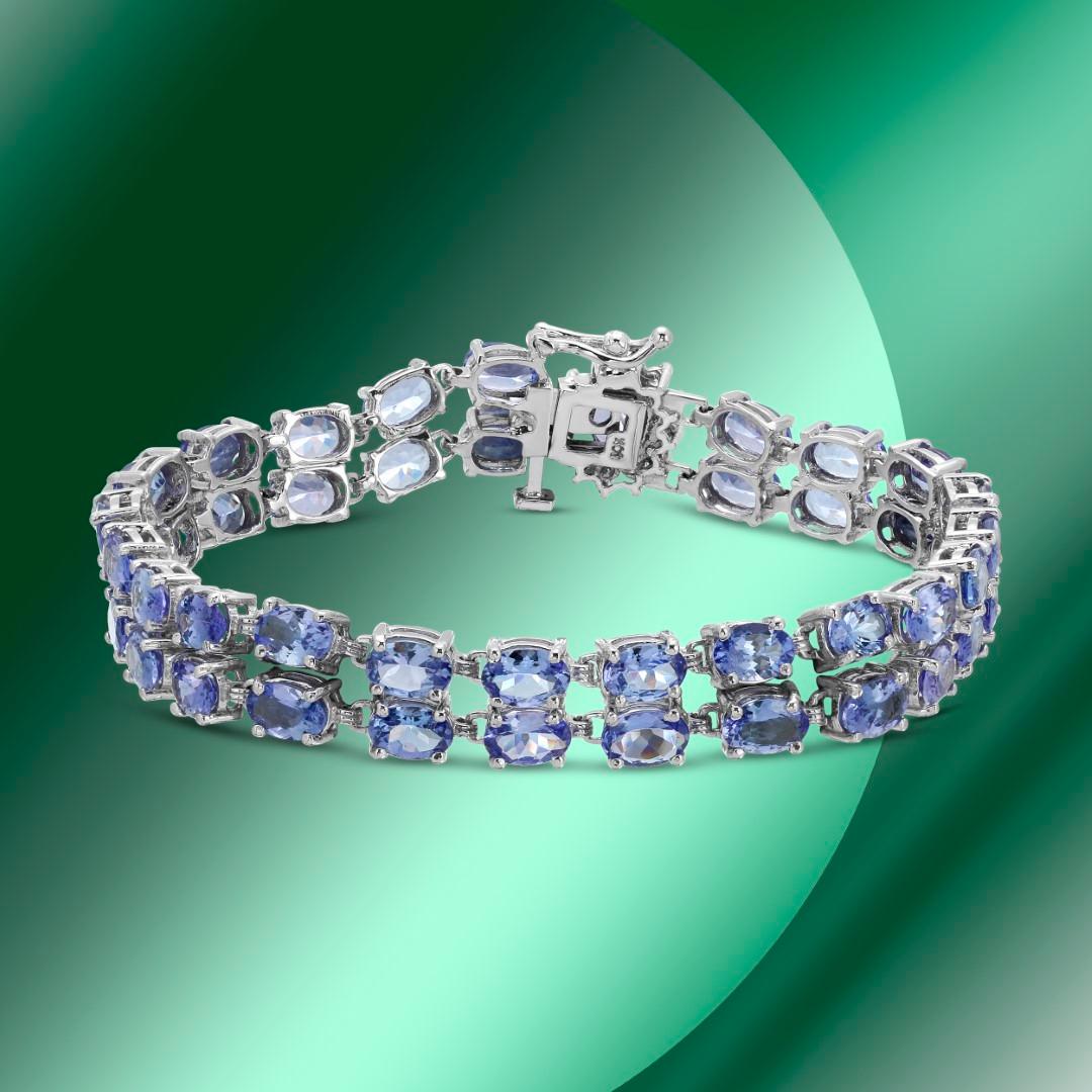 14K Gold 22.12cts Tanzanite & 0.40cts Diamond Bracelet