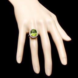 14k Gold 9.00ct Peridot 1.00ct Diamond Ring