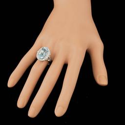 14k Gold 7.00ct Aquamarine 1.65ct Diamond Ring