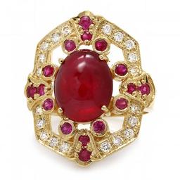 14k Yellow Gold 7.8ct Ruby 0.50ct Diamond Ring