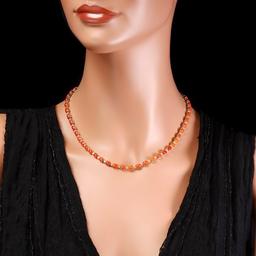 14k Gold 16ct Coral 1.70ct Diamond Necklace