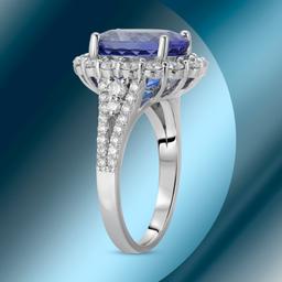 14K Gold 5.60cts Tanzanite & 1.22cts Diamond Ring