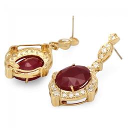 14k Gold 22.50ct Ruby 1.70ct Diamond Earrings