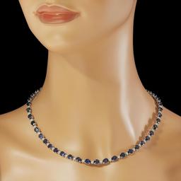 14K Gold 31.39ct Sapphire 1.52ct Diamond Necklace