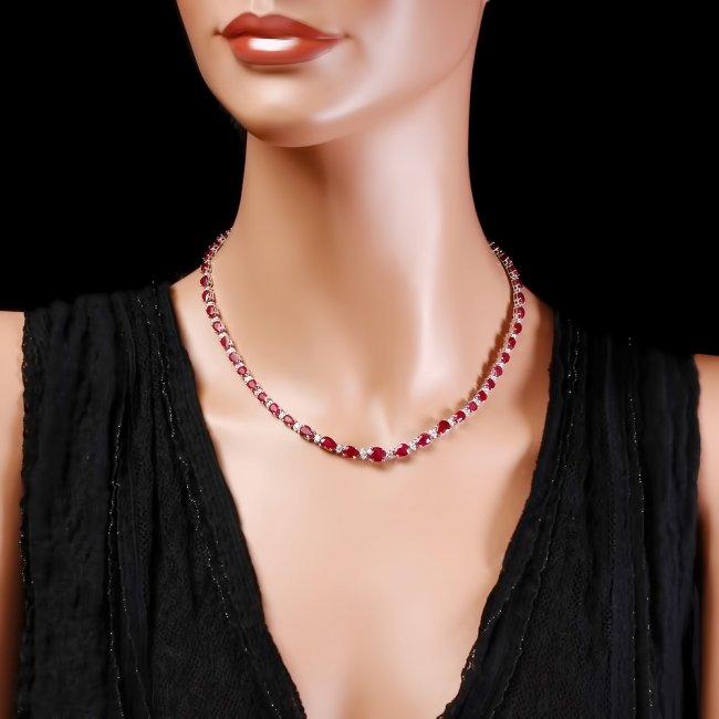 14k Gold 28.50ct Ruby 1.00ct Diamond Necklace