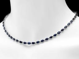 14k Gold 26.50ct Sapphire 1ct Diamond Necklace