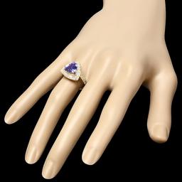 14k Gold 3.00ct Tanzanite 1.10ct Diamond Ring