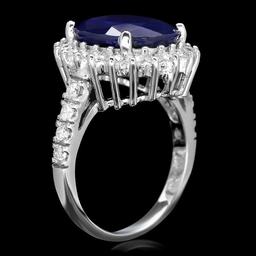 14k Gold 8.00ct Sapphire 1.15ct Diamond Ring