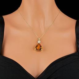 14k Gold 30.50ct Citrine 0.60ct Diamond Pendant