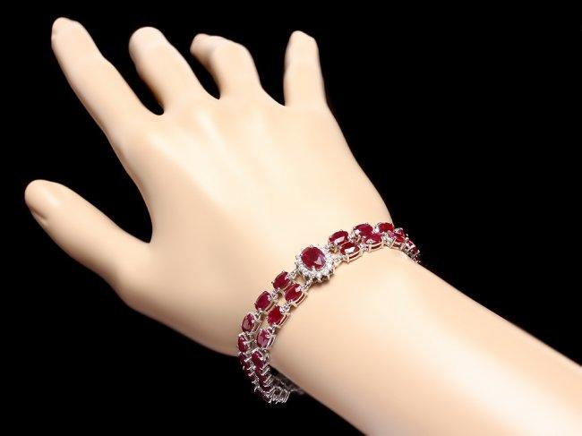 14k White Gold 22ct Ruby 1.30ct Diamond Bracelet