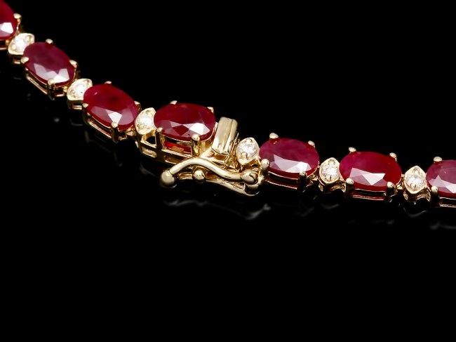 14k Gold 33.00ct Ruby 1.15ct Diamond Necklace