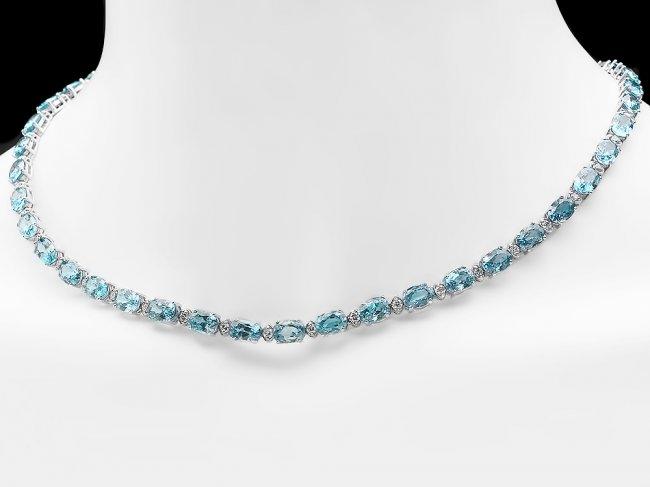 14k Gold 54ct Zircon 1.80ct Diamond Necklace