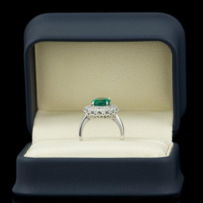 14k White Gold 3.50ct Emerald 1.55ct Diamond Ring