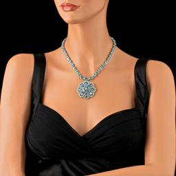 14k Gold 90.00ct Zircon 7.75ct Diamond Necklace